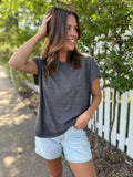 Navy Clover Cap Sleeve Tee