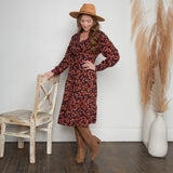 Tiered Long Sleeve Dress W/  Buttons