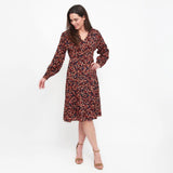 Tiered Long Sleeve Dress W/  Buttons