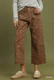 Speckled Print Cropped Wide Leg Pants
