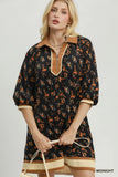 Floral Contrast Trim Dress