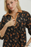 Floral Contrast Trim Dress
