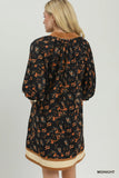 Floral Contrast Trim Dress