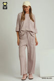 French Terry Contrast Wide Leg Pant 26.5"