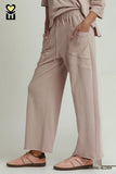 French Terry Contrast Wide Leg Pant 26.5"