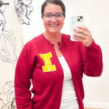 Isu Letterman Cardigan - Red