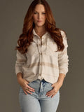Tan, Brown Plaid Button Up