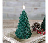 7 Green Led Wax Tree Candle