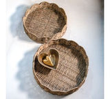 S/2 Grey Wash Willow Round Trays