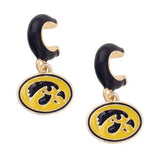 Iowa Hawkeyes Enamel Logo Huggie Hoop Earrings In Black