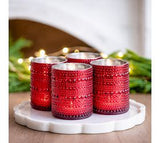 S/4 3.9" Red Dots Candle Holder