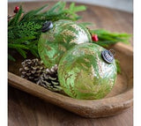 S/4 2.7" Grn/Gld Leaf Ornament
