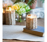 *inner* 4 Led Glass/wicker Candle