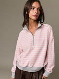Darcy Striped Quarter Zip Sweatshirt