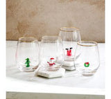 4 Asst. Sp/tr/santa/wreath Drink Glasses