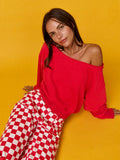 Checkered Bottoms W Elastic Band | Red