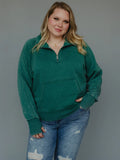Curvy Dk Green Quarter Qip Sweatshirt