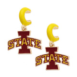 Iowa State Cyclones Enamel Logo Huggie Hoop Earrings