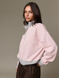 Darcy Striped Quarter Zip Sweatshirt