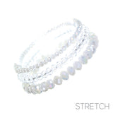 Wh 8/6/4mm Glass Bead 3 Bclt  Stretch