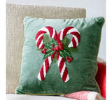 18 X 18 Velvet Candycane Pillow