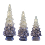 Led Tree (set Of 3) 9.5h, 13.25h, 15.75h Glass 3 Aa Batteries, Not Included