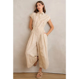 Sleeveless Wide Leg Stripe Jumpsuit