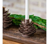 3.7 Brn. Wash Pinecone Candle Holder
