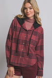 Burgundy Hooded Flannel Shirt