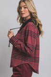 Burgundy Hooded Flannel Shirt