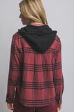 Burgundy Hooded Flannel Shirt
