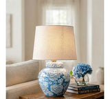 19.7 Md. Blue Floral Pattern Lamp