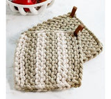 2 Asst Sage /stripe Knit Pot Holders