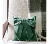 10 X 10 Green Velvet Bow Pillow