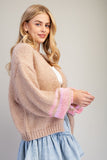 Stripped Bubble Sleeve Cardigan