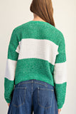 Green Chenille Color Block Sweater