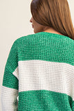 Green Chenille Color Block Sweater