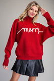 Red Merry Trutle Neck Long Sleeve Sweater