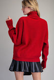 Red Merry Trutle Neck Long Sleeve Sweater
