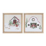 Framed Farm Prints (2 Asst) 15.5"Sq Mdf/Wood