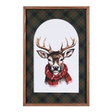 Framed Deer W/Scarf Print 15.75"L X 23.5"H Mdf/Wood/Glass