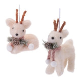 Deer Ornament (2 Asst) 5"H, 6.5"H Foam/Flocking