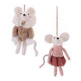 Mouse Ornament (2 Asst) 6"H, 7.25"H Foam/Polyester