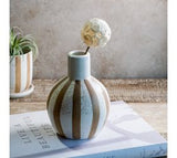 8 Matte Brown Stripe Ceramic Vase