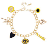 Iowa Hawkeyes Enamel Icons Charm Bracelet In Shiny Gold