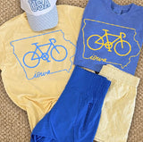 Blue With Yellow Iowa Bike Graphic T-shirt