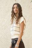 Burgundy Stripe Button Cardigan