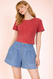 Mineral Washed Knit Fitted Crop Top
