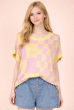 Dolman Sleeve Checkered Casual Sweater Top
