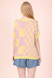 Dolman Sleeve Checkered Casual Sweater Top